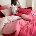 Bedding Set Reversible Cotton Satin Heart Applique