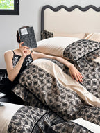 Bedding Set Reversible Cotton Satin Jacquard 4-Piece