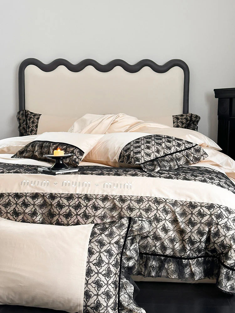 Bedding Set Reversible Cotton Satin Jacquard 4-Piece
