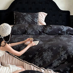 Bedding Set Reversible Cotton Satin Jacquard Ruffles