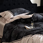 Bedding Set Reversible Cotton Satin Jacquard Ruffles