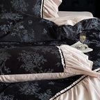 Bedding Set Reversible Cotton Satin Jacquard Ruffles