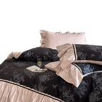 Bedding Set Reversible Cotton Satin Jacquard Ruffles