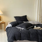 Bedding Set Reversible Cotton Satin Textured Cross Pattern