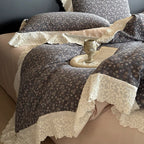 Bedding Set Reversible Floral Jacquard Cotton Blend 4-Piece