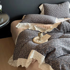 Bedding Set Reversible Floral Jacquard Cotton Blend 4-Piece
