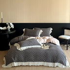 Bedding Set Reversible Floral Jacquard Cotton Blend 4-Piece