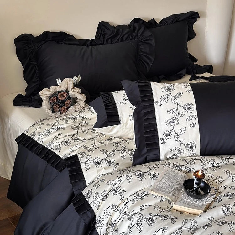 Bedding Set Reversible Satin Botanical 4-Piece