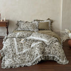 Bedding Set Romantic Floral Cotton-Linen Ruffles & Lace