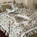 Bedding Set Romantic Floral Cotton-Linen Ruffles & Lace
