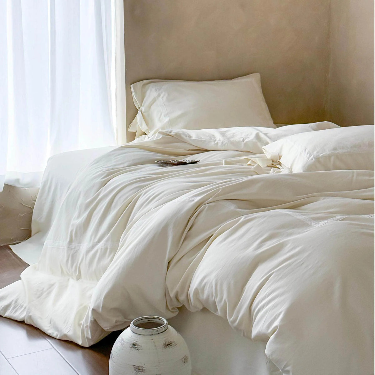Bedding Set Ruffled Cotton Jacquard Medallion 4 Piece