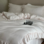 Bedding Set Ruffled Cotton Jacquard Medallion 4 Piece