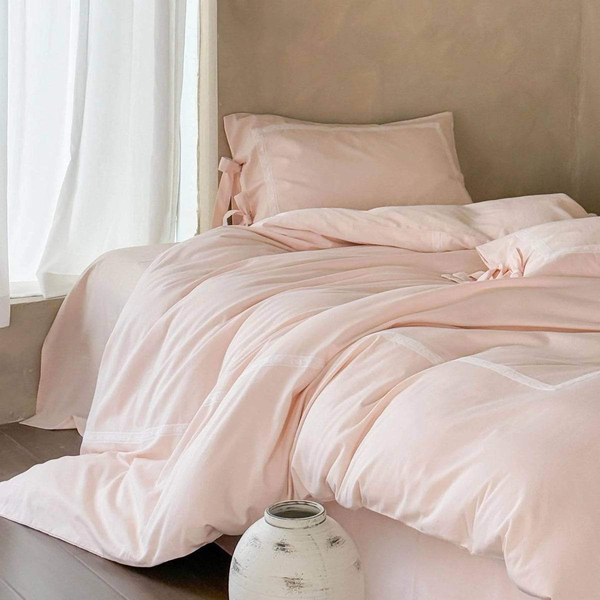 Bedding Set Ruffled Cotton Jacquard Medallion 4 Piece
