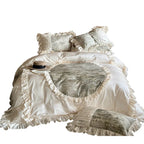 Bedding Set Ruffled Edges & Velvet Heart Appliqué