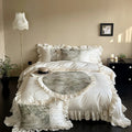 Bedding Set Ruffled Edges & Velvet Heart Appliqué