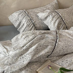 Bedding Set Ruffled Floral Cotton Blend Four Piece