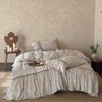 Bedding Set Ruffled Floral Cotton Blend Four Piece