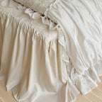 Bedding Set Ruffled Floral Embroidery 4-Piece With Bed Skirt