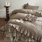 Bedding Set Ruffled Linen-Look 4-Piece