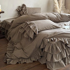 Bedding Set Ruffled Linen-Look 4-Piece