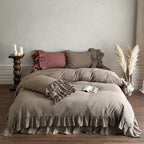 Bedding Set Ruffled Linen-Look 4-Piece