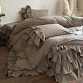Bedding Set Ruffled Linen-Look 4-Piece