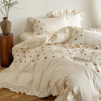 Bedding Set Satin Cotton Blend Ruffle & Animal Motif
