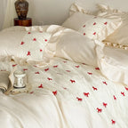 Bedding Set Satin Cotton Blend Ruffle & Animal Motif