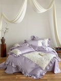 Bedding Set Satin Cotton Blend Ruffle & Animal Motif