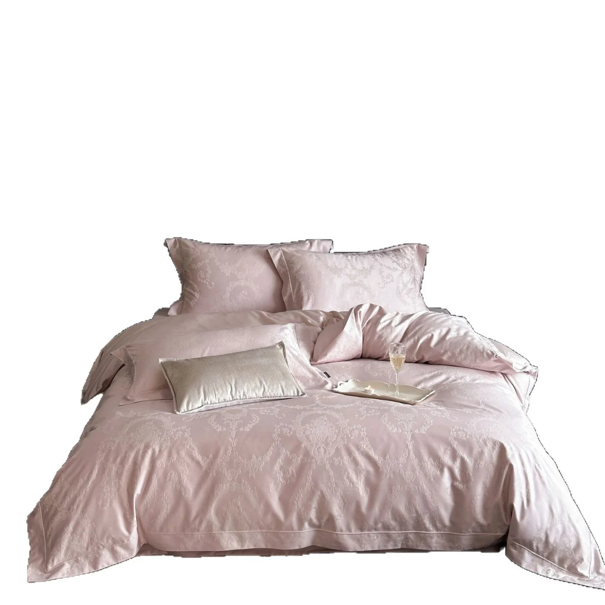 Bedding Set Satin Damask Jacquard Breathable & Temperature-Regulating 4-Piece