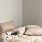 Bedding Set Satin Embossed Monstera Wrinkle Resistant