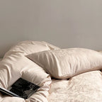 Bedding Set Satin Embossed Monstera Wrinkle Resistant