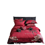 Bedding Set Satin Embroidered Rose & Bow