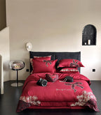 Bedding Set Satin Embroidered Rose & Bow