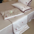 Bedding Set Satin Finish Floral Embroidery & Lace Trim