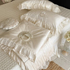 Bedding Set Satin Floral Embroidered Quilted 4-Piece