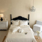 Bedding Set Satin Floral Embroidered Quilted 4-Piece