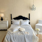 Bedding Set Satin Floral Embroidered Quilted 4-Piece
