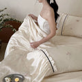 Bedding Set Satin Floral Embroidery 4-Piece