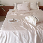 Bedding Set Satin Floral Embroidery 4-Piece