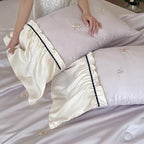 Bedding Set Satin Floral Embroidery 4-Piece