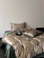 Bedding Set Satin Floral Hidden Zipper