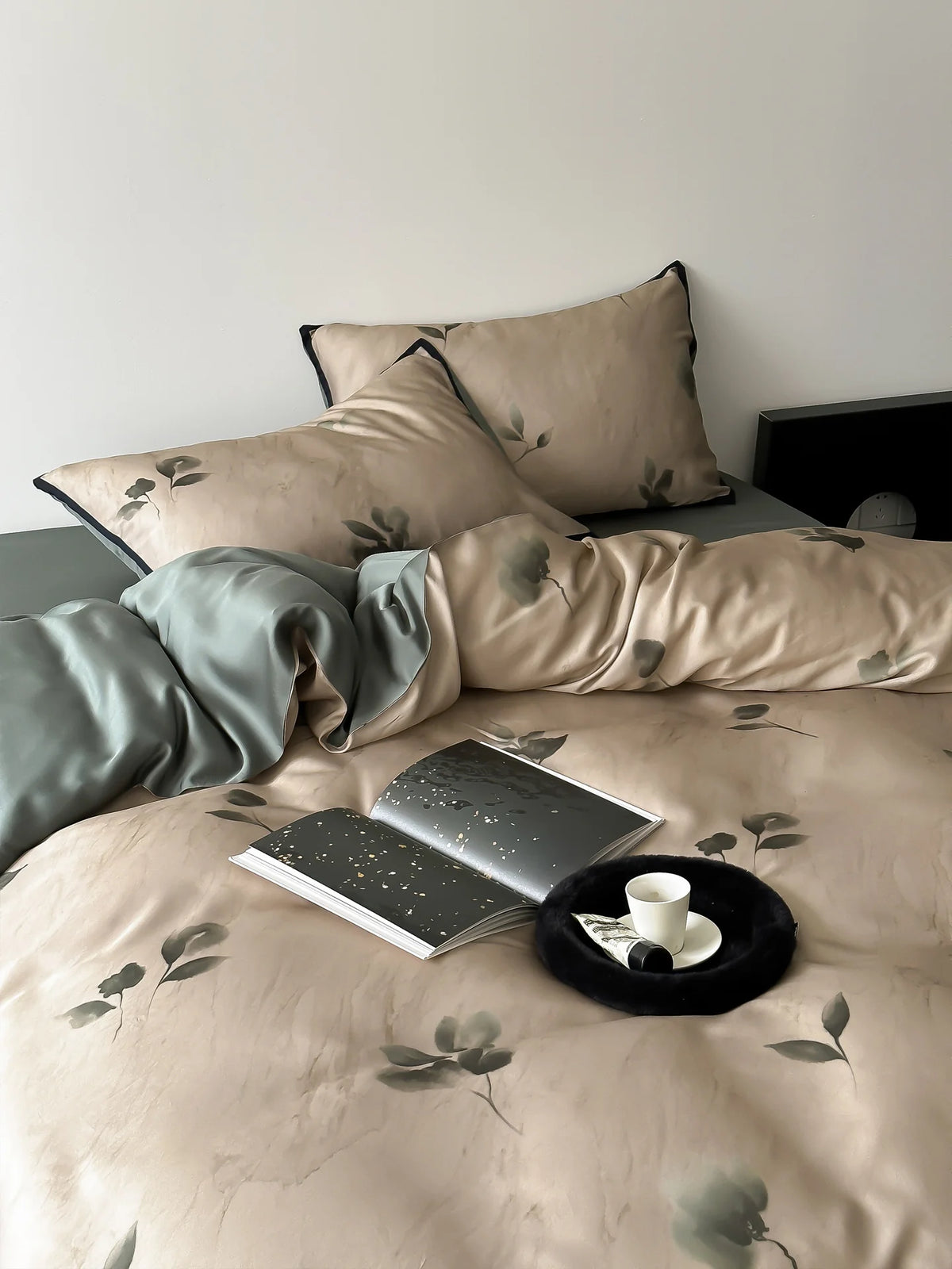 Bedding Set Satin Floral Hidden Zipper