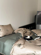 Bedding Set Satin Floral Hidden Zipper