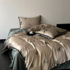 Bedding Set Satin Floral Hidden Zipper