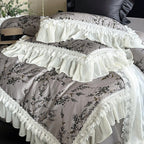 Bedding Set Satin Floral & Lace 4-Piece