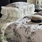 Bedding Set Satin Floral & Lace 4-Piece