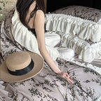 Bedding Set Satin Floral & Lace 4-Piece