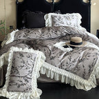 Bedding Set Satin Floral & Lace 4-Piece