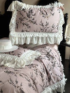 Bedding Set Satin Floral & Lace 4-Piece